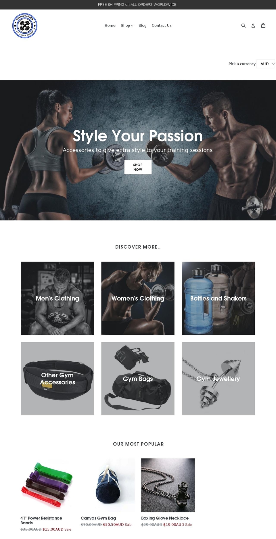mygymaccessories.com — Shopify storefront screenshot