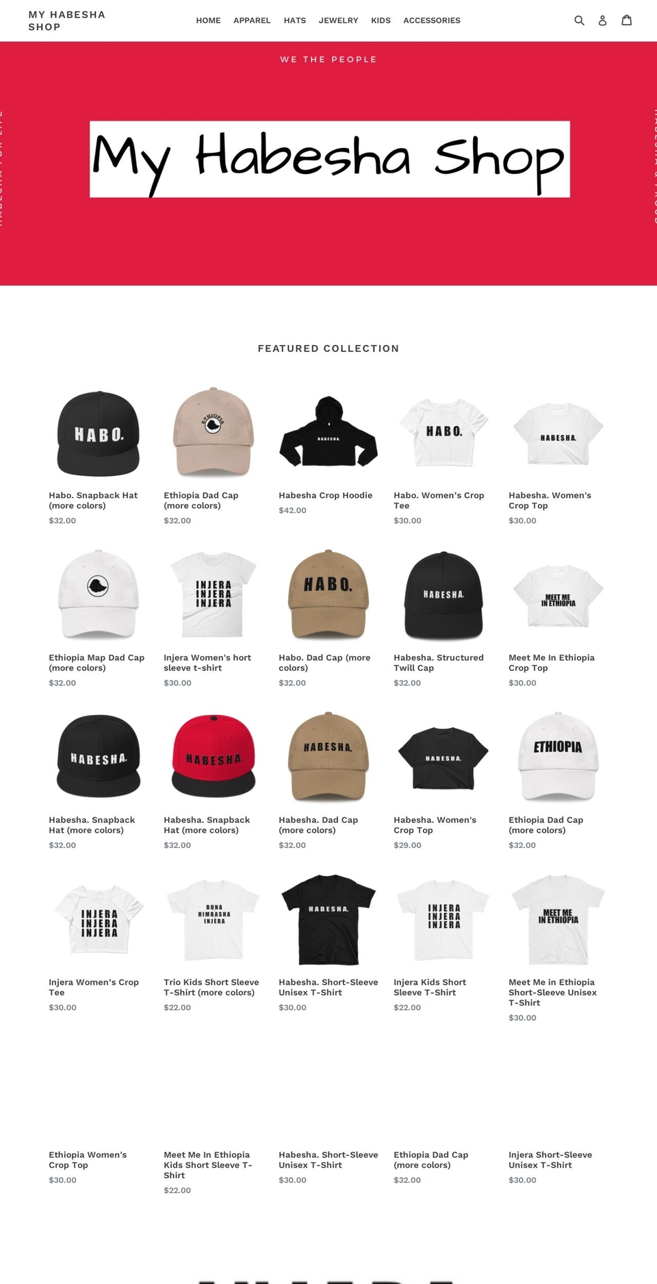 myhabeshashop.com shopify website screenshot