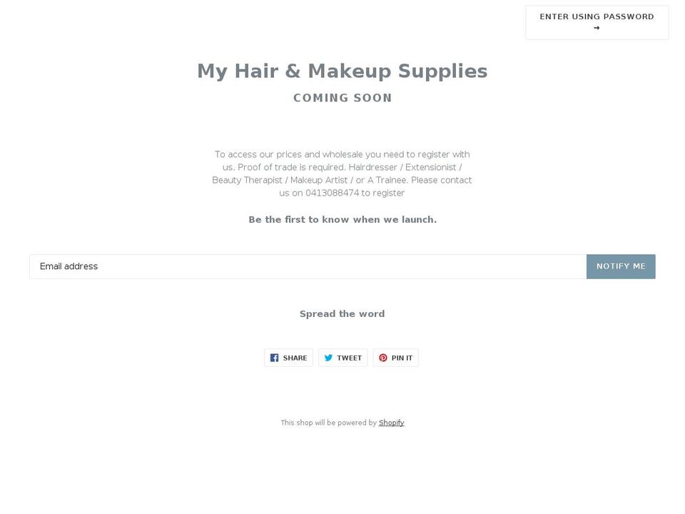 myhairandmakeupsupplies.com — Shopify storefront screenshot