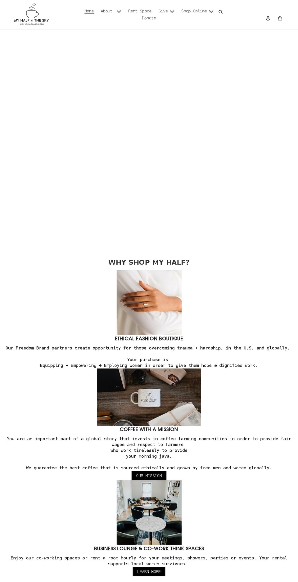 myhalfofthesky.org shopify website screenshot