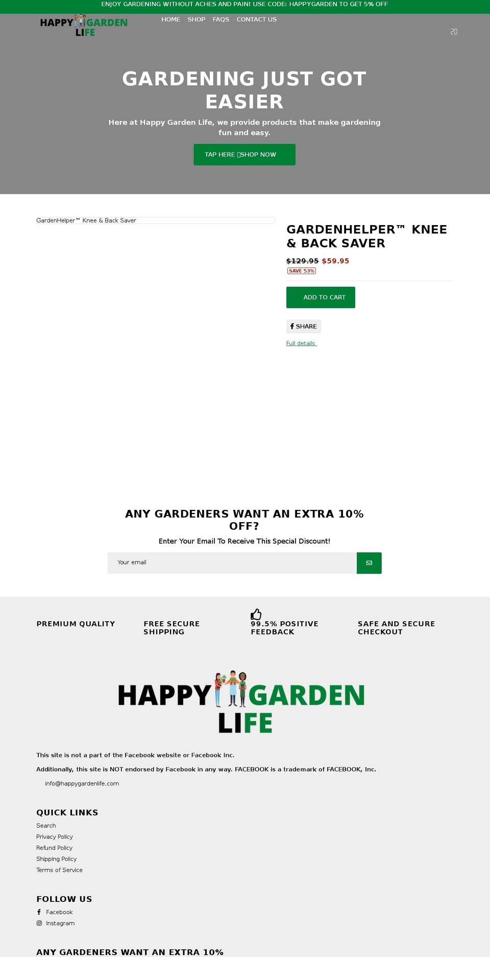 Garden Shopify theme site example myhappygardenlife.com