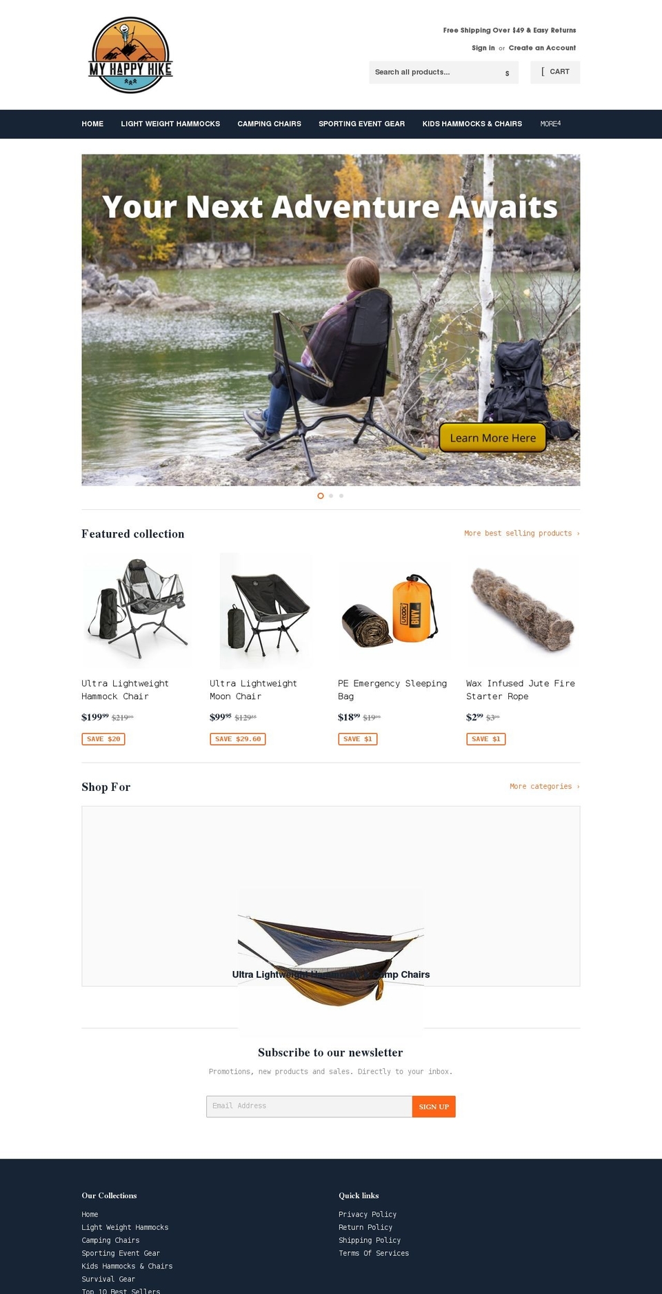 myhappyhike.com shopify website screenshot