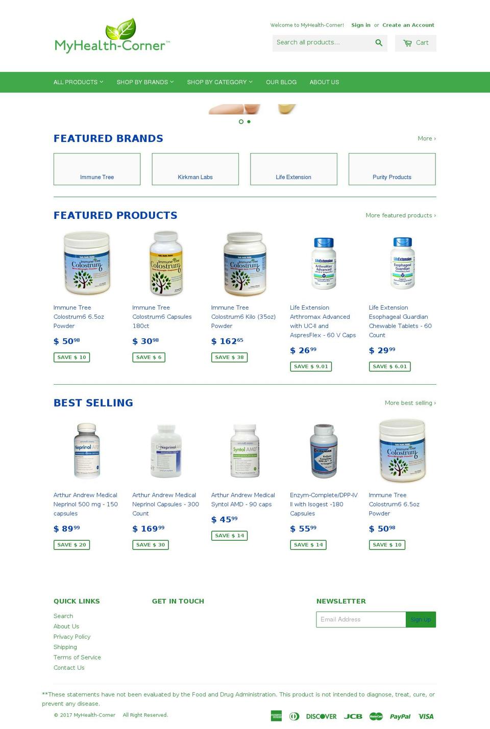 myhealth-corner.com shopify website screenshot