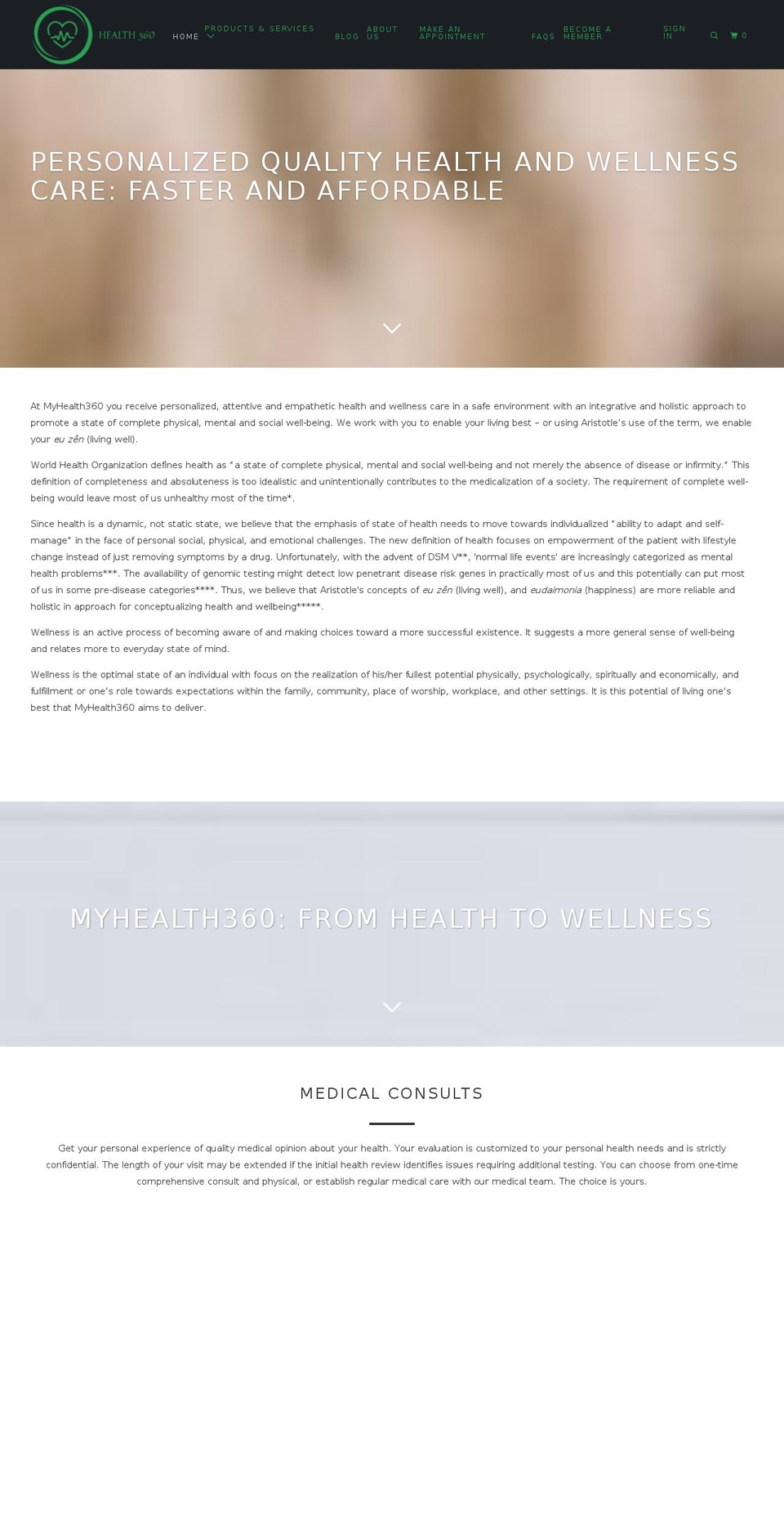 myhealth360.net shopify website screenshot