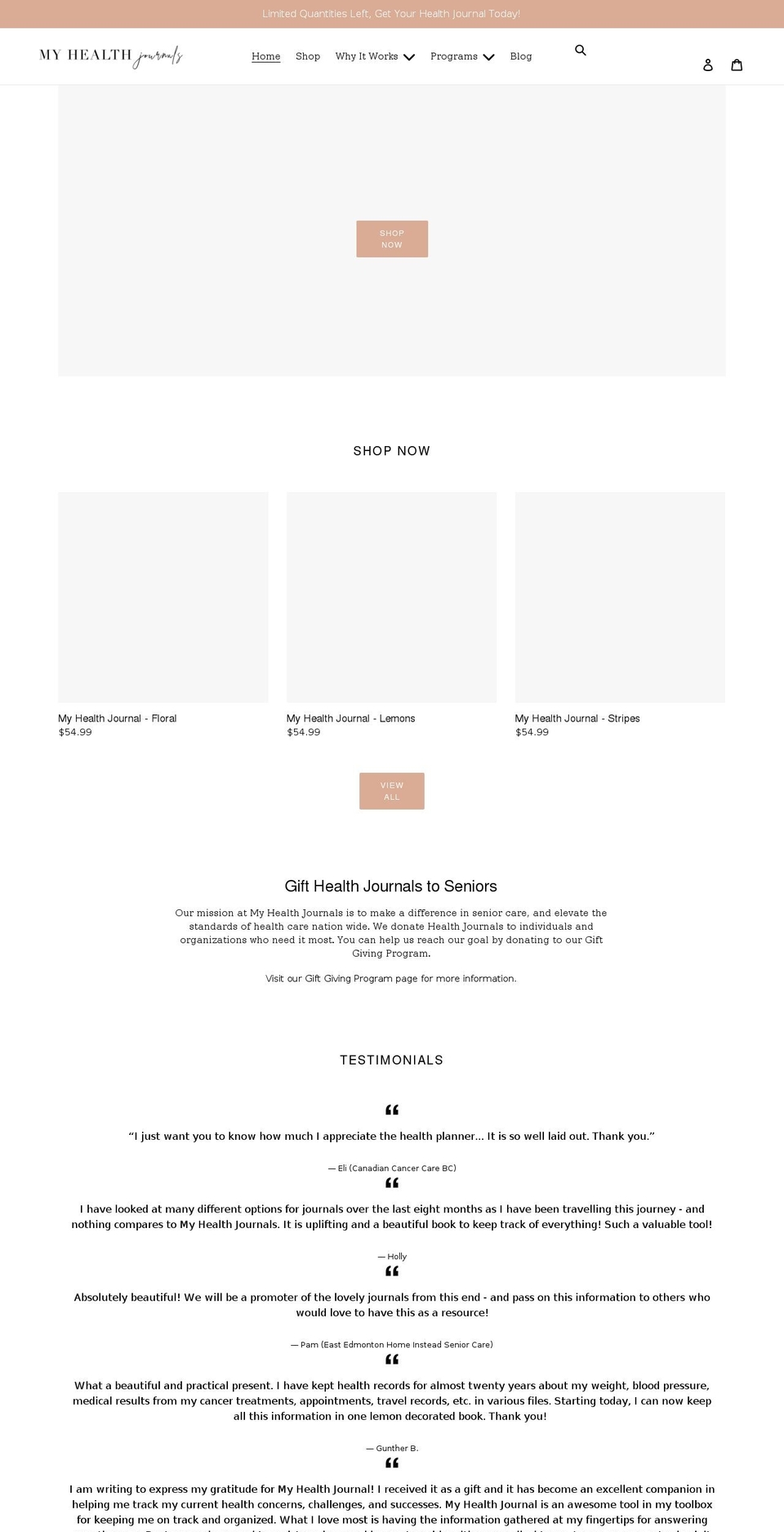 myhealthjournals.com shopify website screenshot