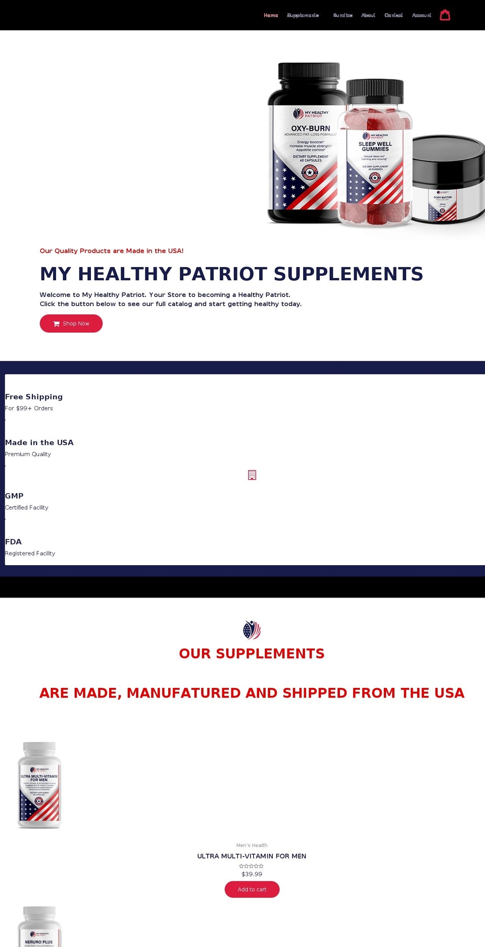 Rocktomic Theme Shopify theme site example myhealthypatriot.com