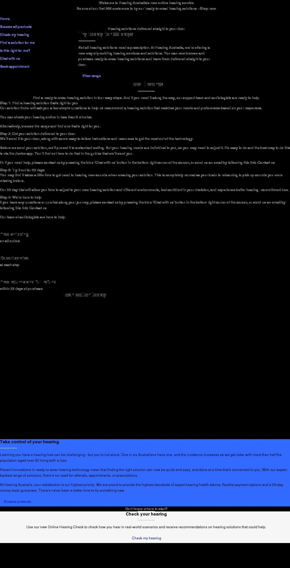 myhearing.com.au shopify website screenshot
