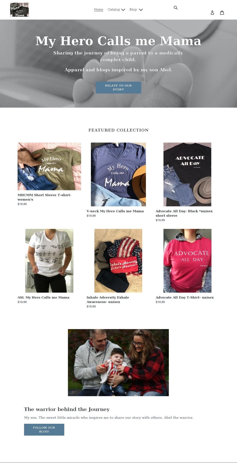 myherocallsmemama.com shopify website screenshot