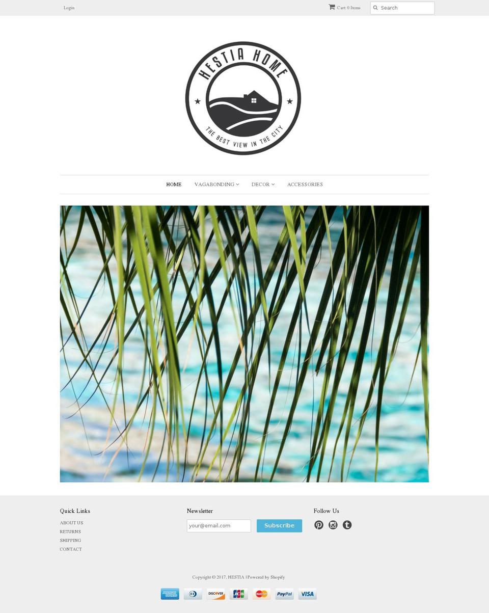 myhestiahome.com shopify website screenshot