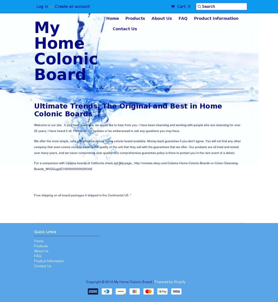 myhomecolonic.com — Shopify storefront screenshot