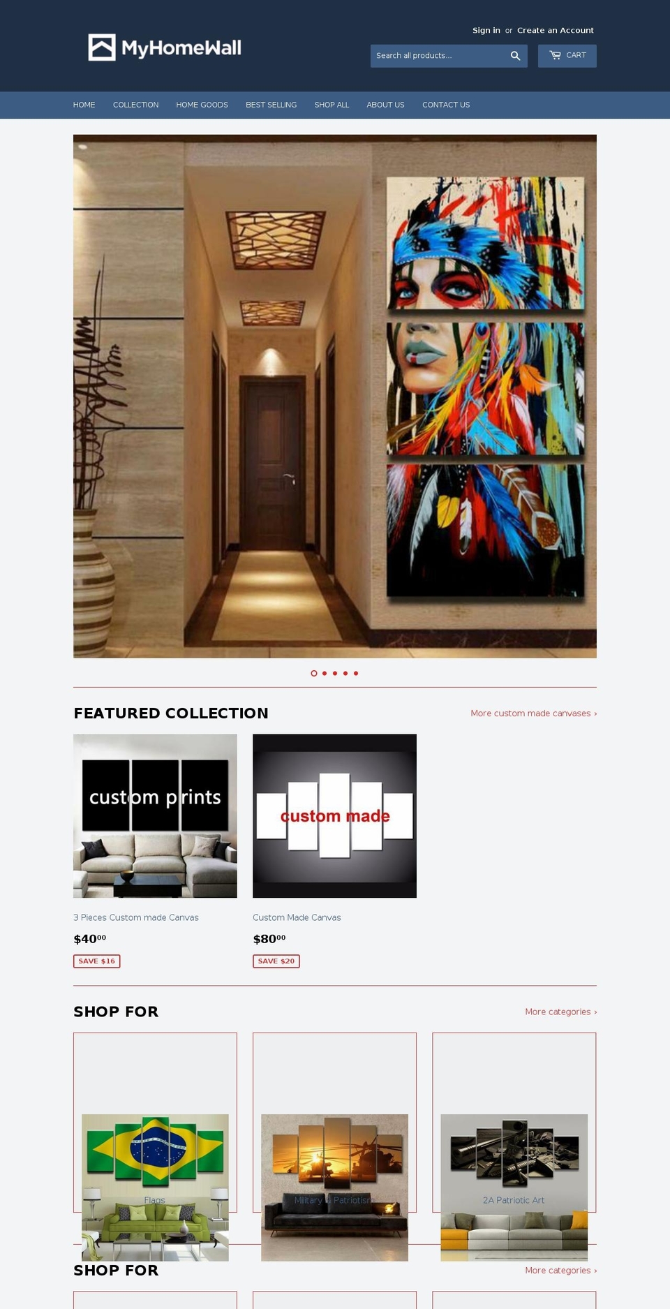 myhomewall.com — Shopify storefront screenshot