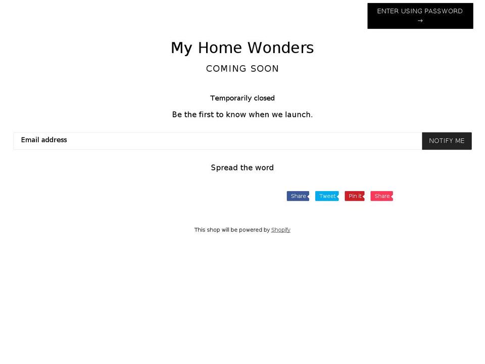 myhomewonders.com shopify website screenshot