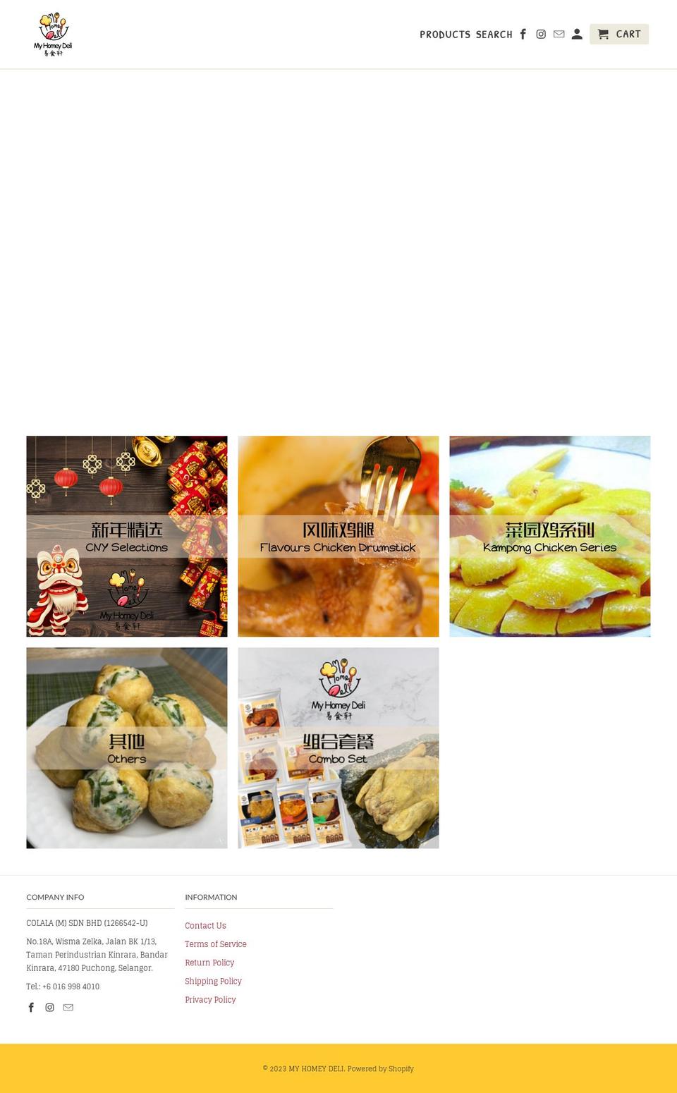 myhomeydeli.com shopify website screenshot