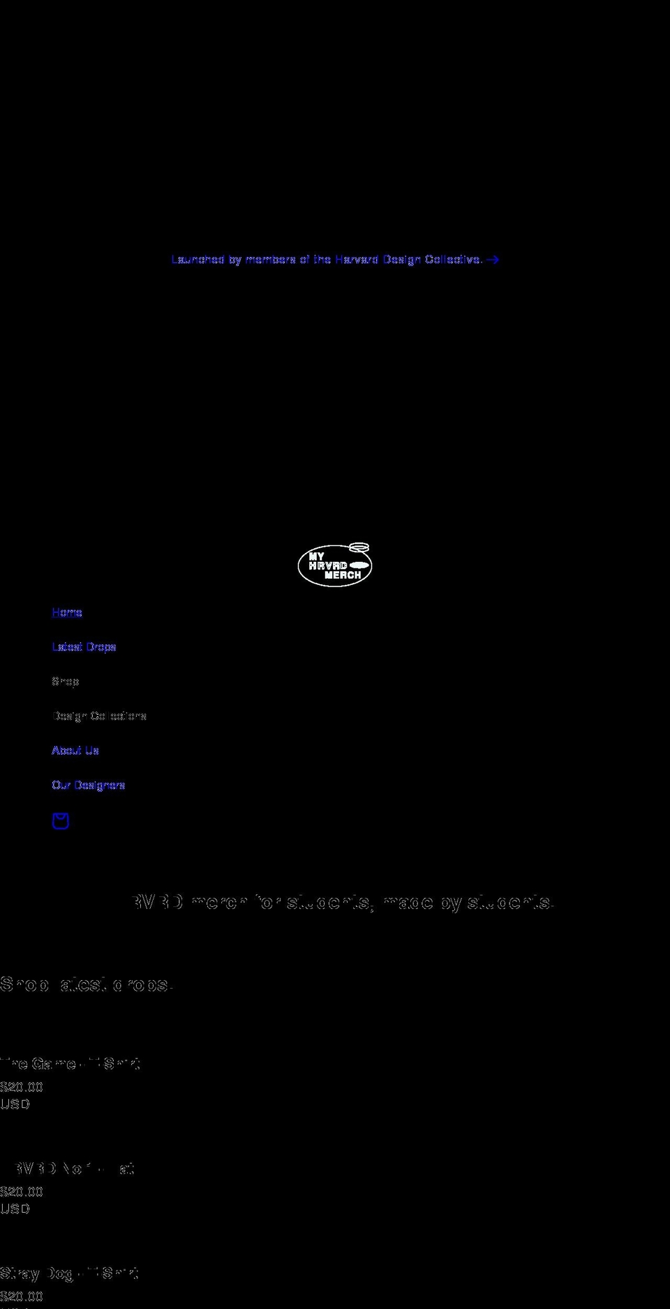 myhrvrdmerch.com shopify website screenshot