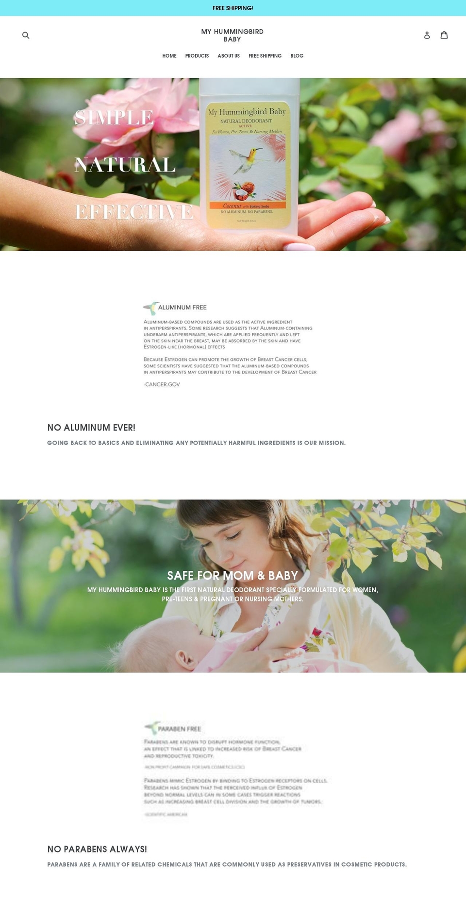 myhummingbirdbaby.com — Shopify storefront screenshot
