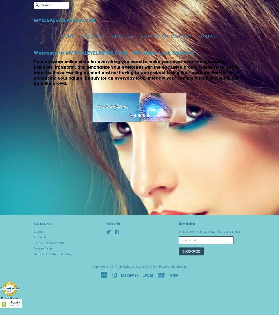 myidealeyelashes.com shopify website screenshot