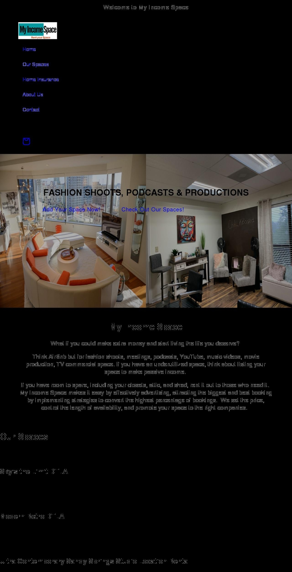 myincomespace.com shopify website screenshot