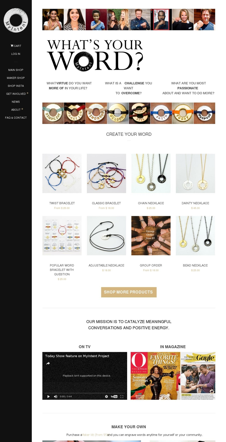 myintention.net shopify website screenshot