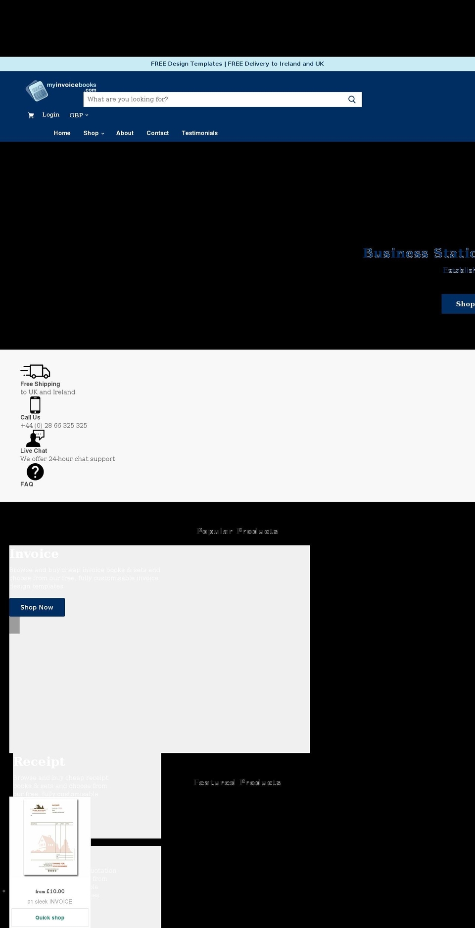 myinvoicebooks.com shopify website screenshot