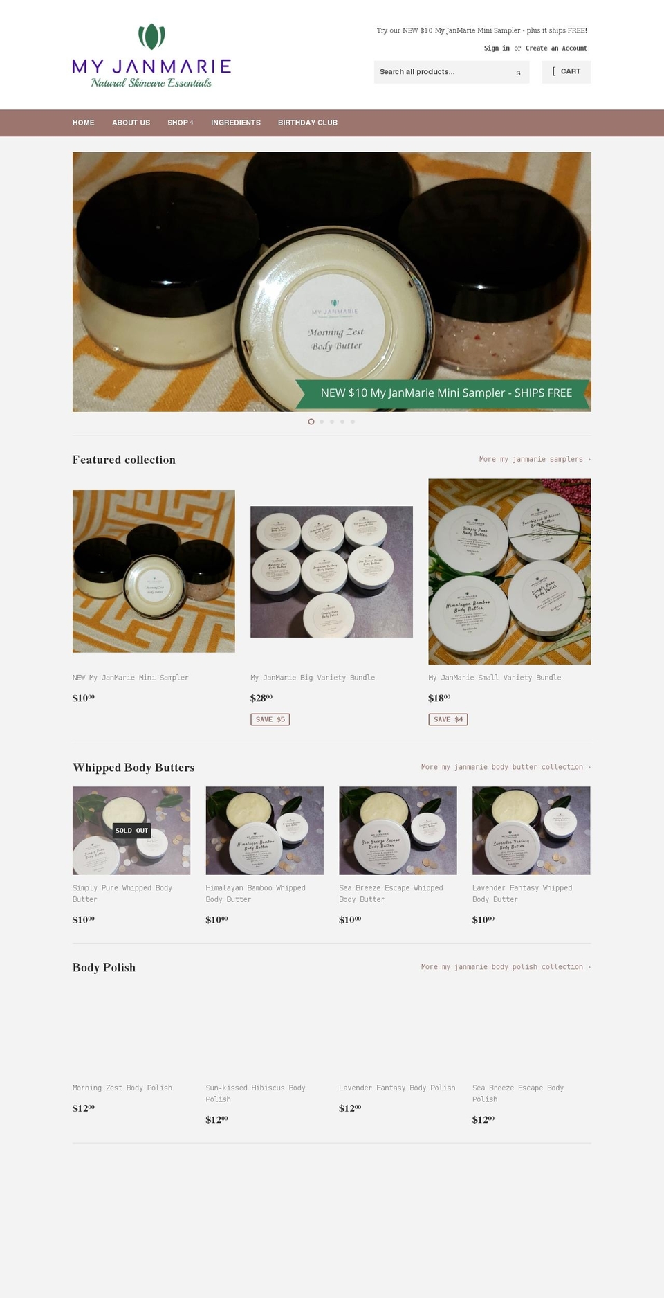 myjanmarie.com shopify website screenshot