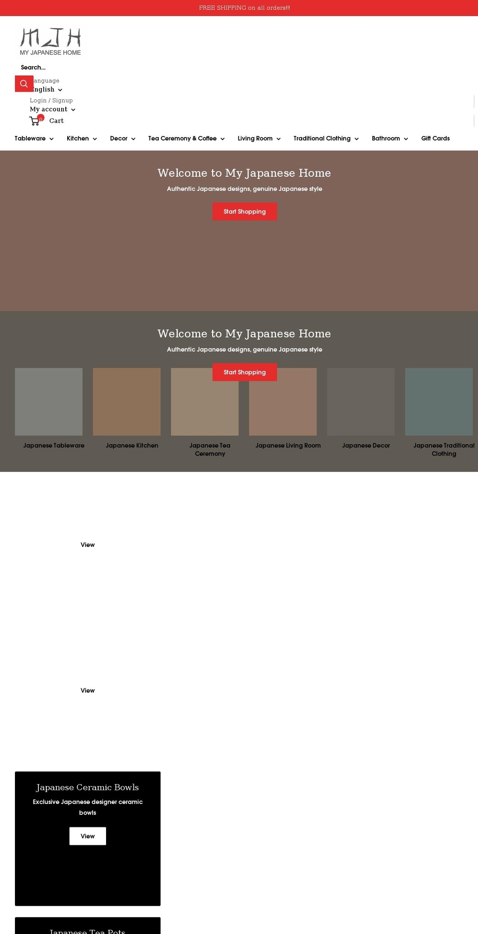 myjapanesehome.com shopify website screenshot