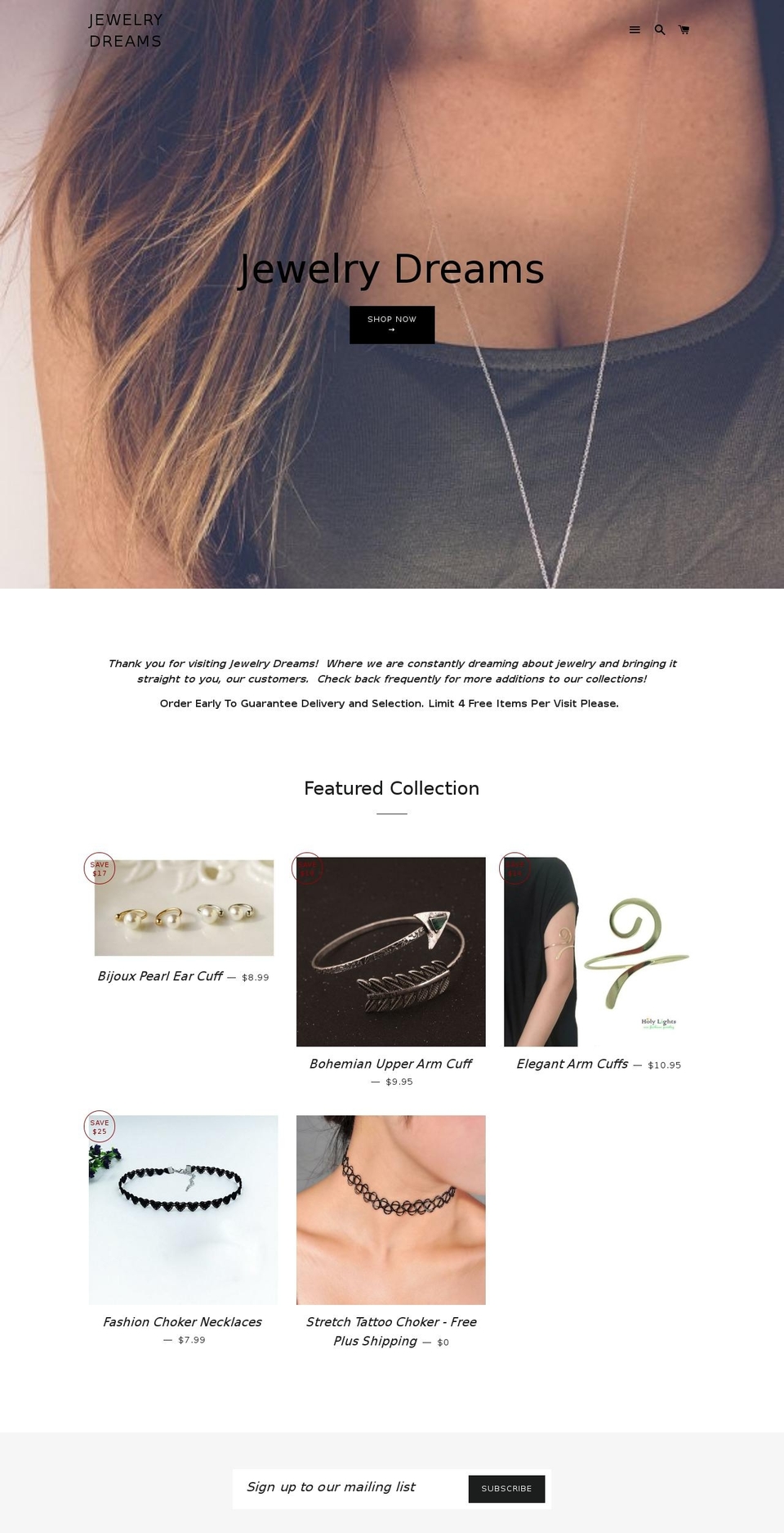 myjewelrydreams.com shopify website screenshot