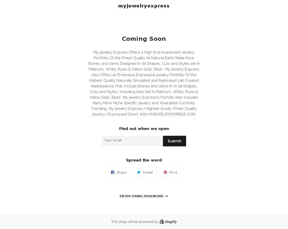 myjewelryexpress.com — Shopify storefront screenshot