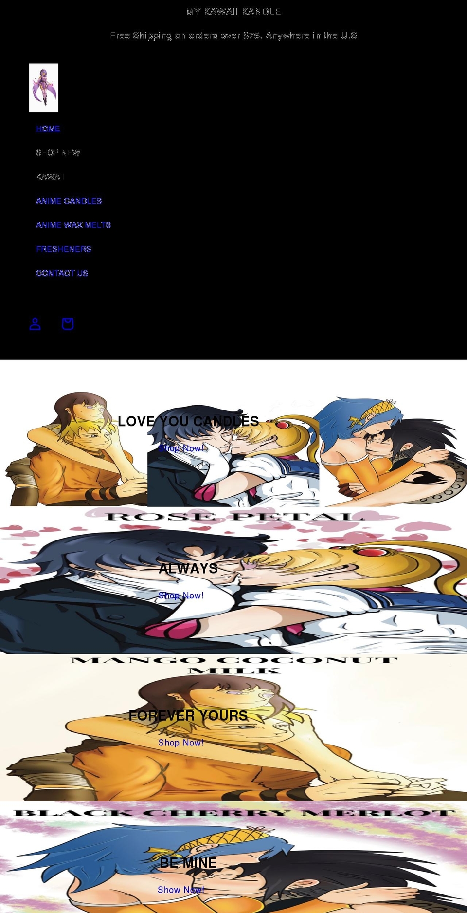 mykawaiikandle.com shopify website screenshot