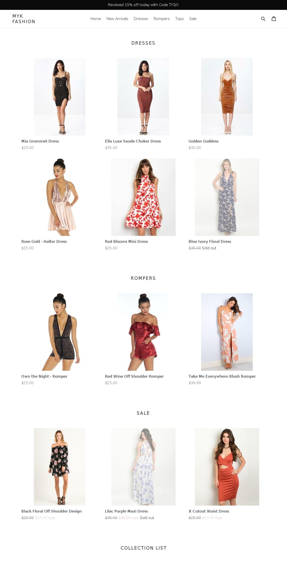 mykfashion.com shopify website screenshot