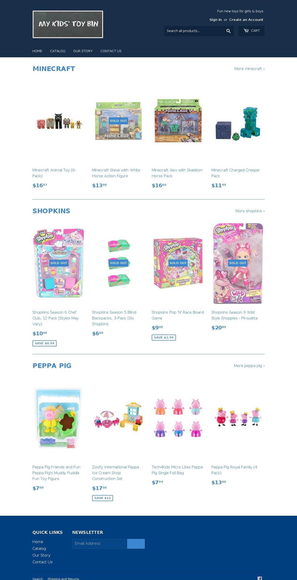 mykidstoybin.com — Shopify storefront screenshot