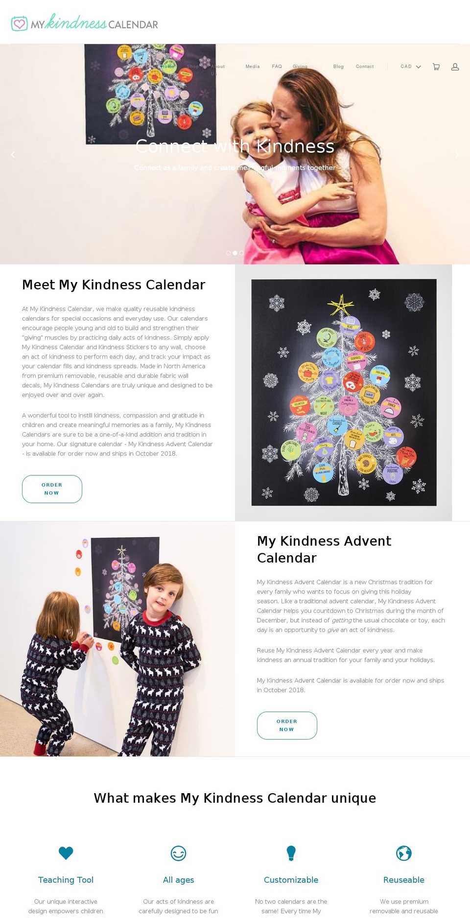 mykindnesscalendar.com — Shopify storefront screenshot