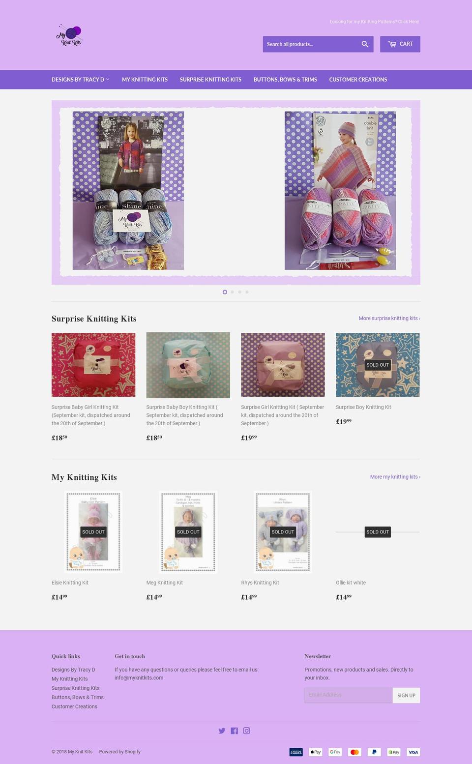 myknitkits.com shopify website screenshot