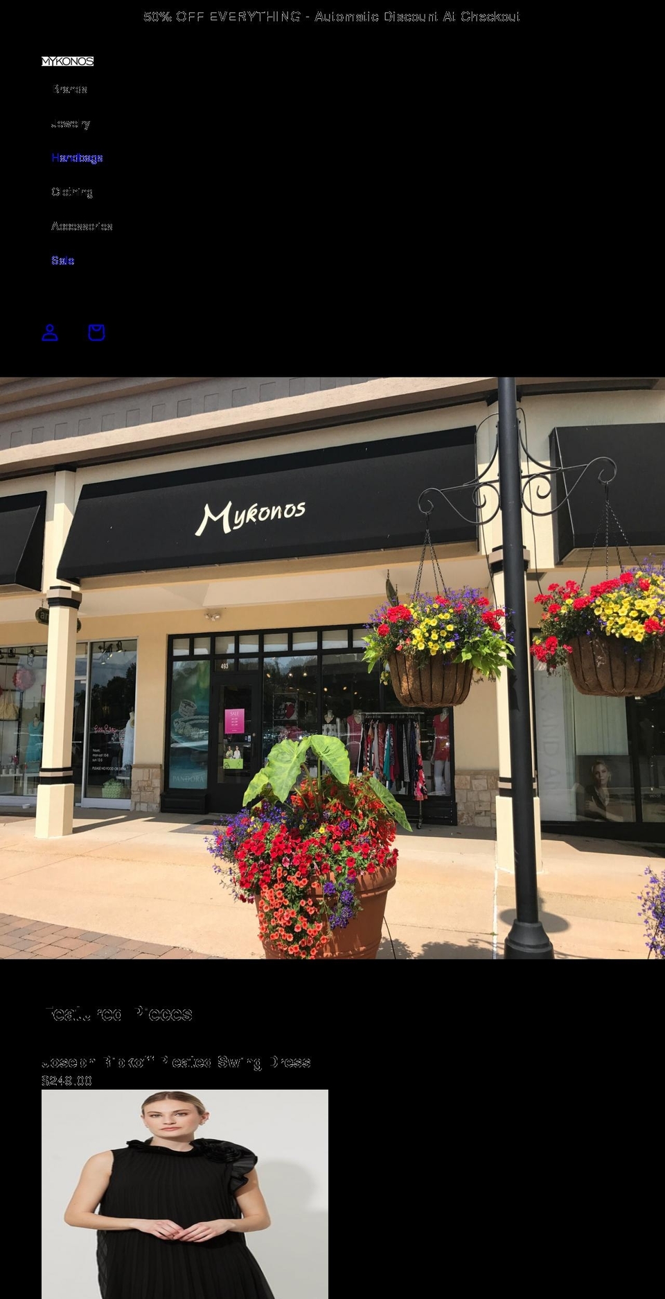 mykonosboutique.com shopify website screenshot