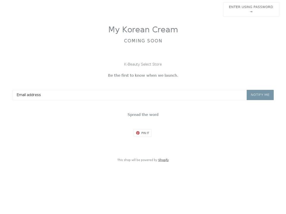 mykoreancream.com — Shopify storefront screenshot