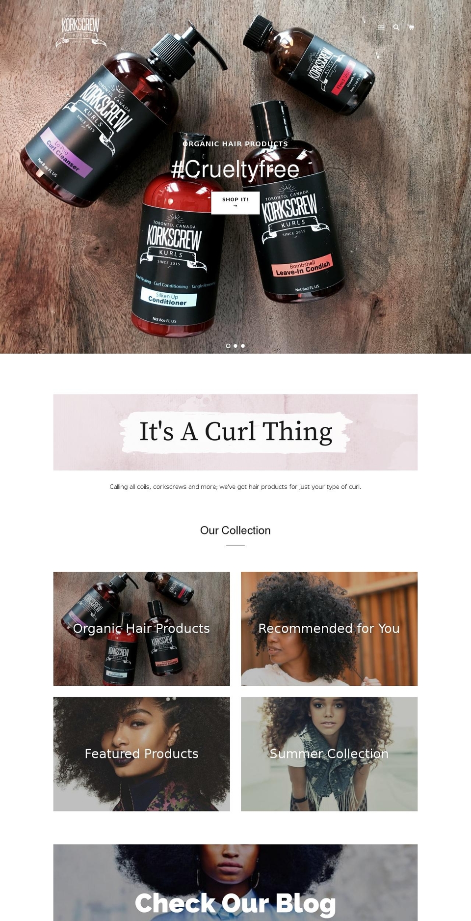 mykorkscrewkurls.com — Shopify storefront screenshot
