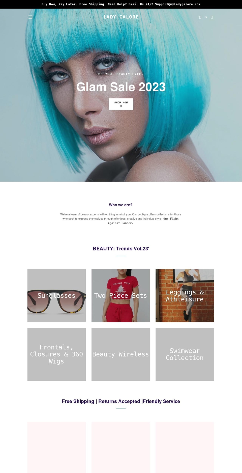 myladygalore.com — Shopify storefront screenshot