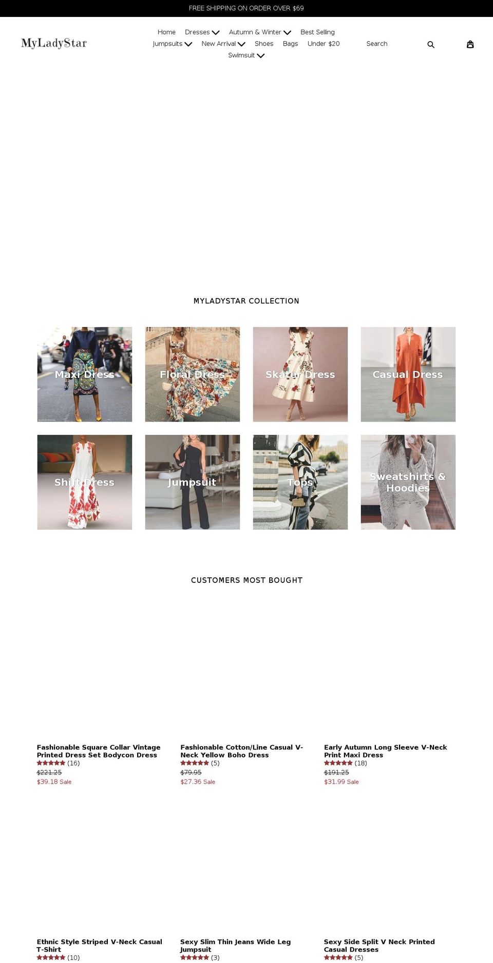 myladystar.com — Shopify storefront screenshot