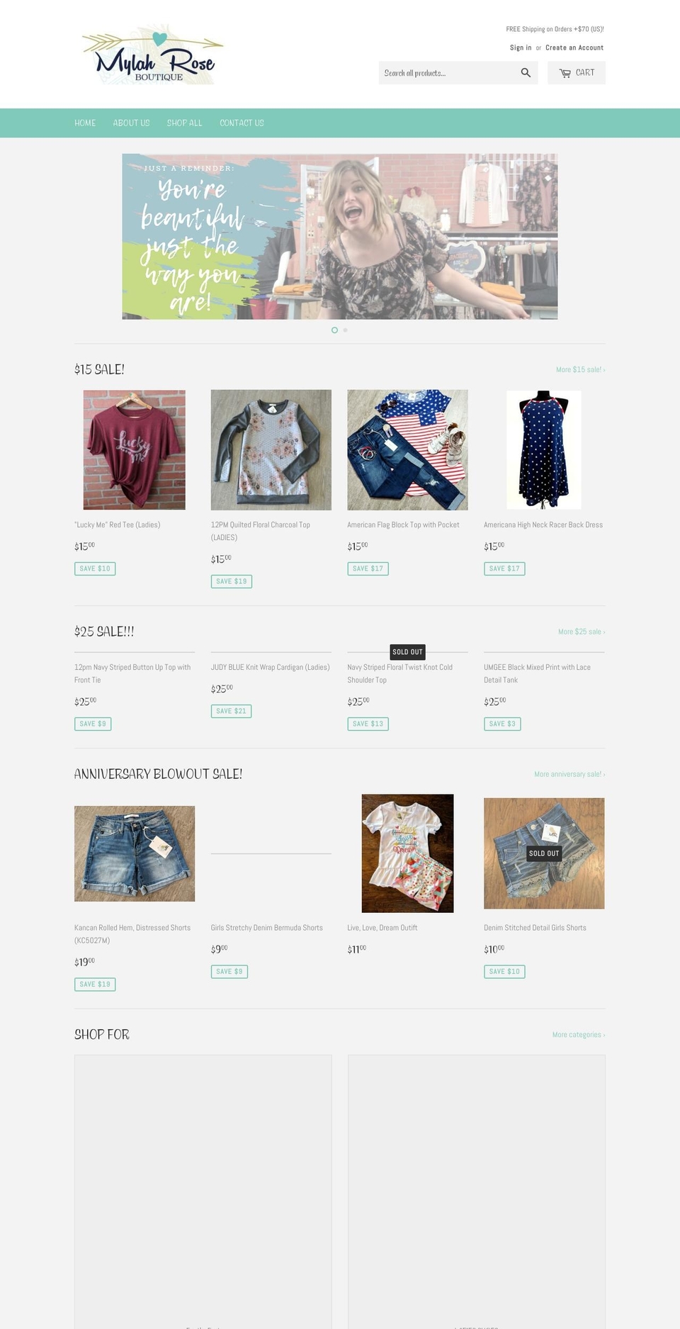 mylahroseboutique.com — Shopify storefront screenshot
