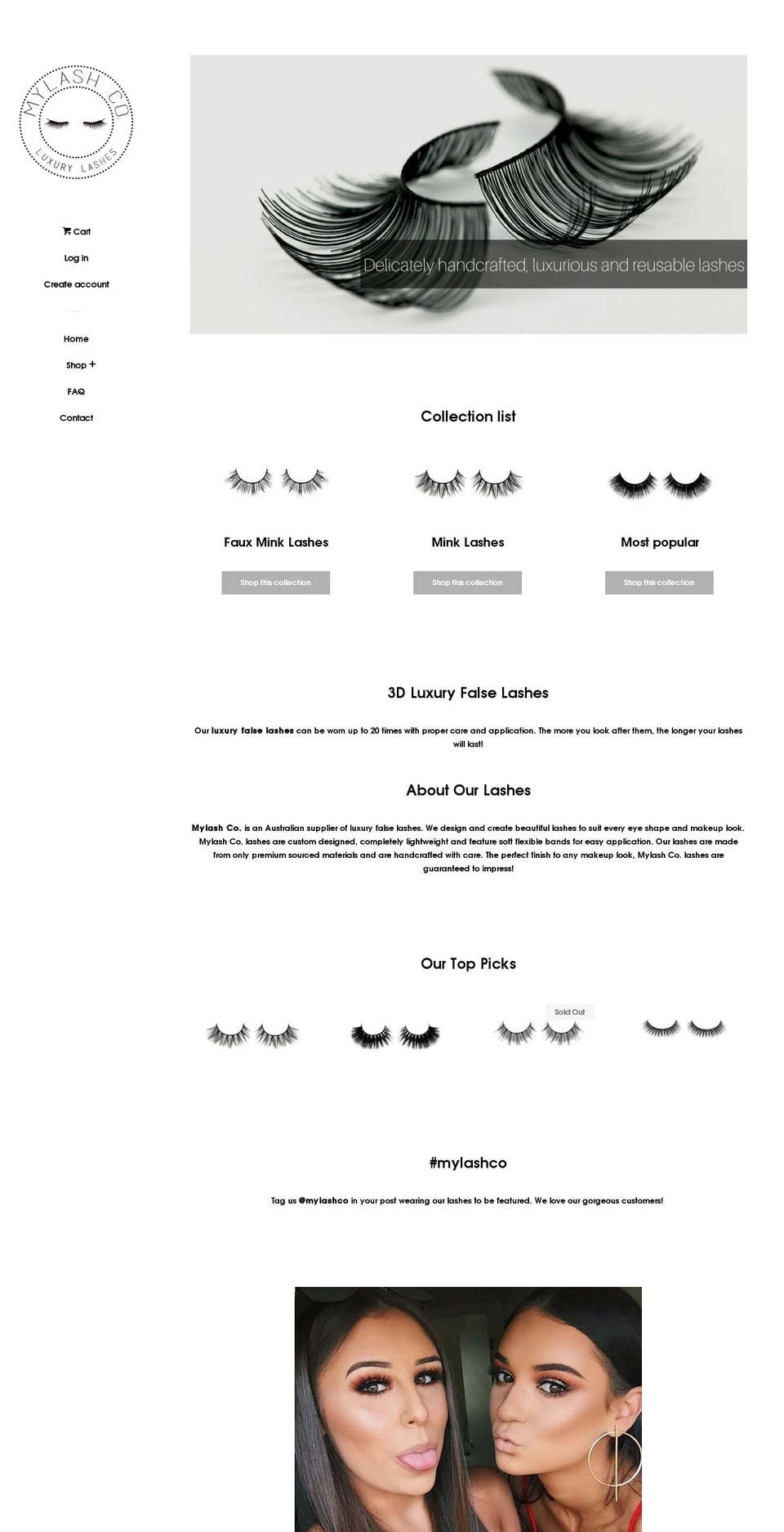 mylashco.com.au shopify website screenshot