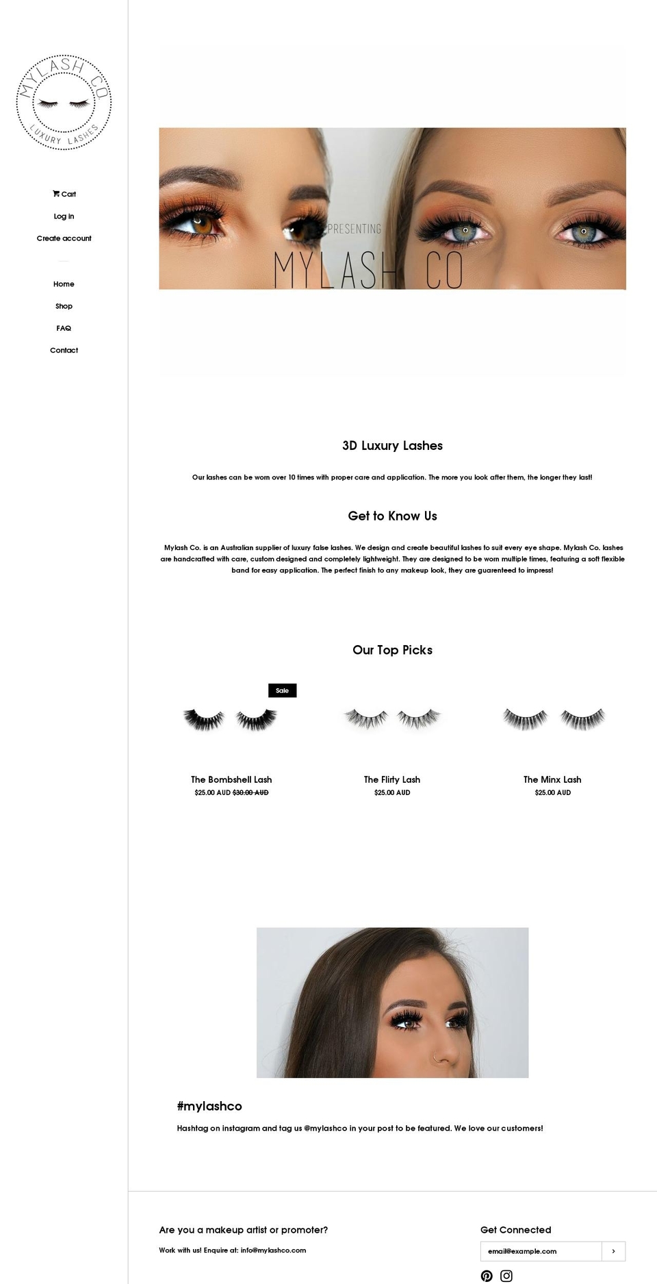 mylashco.com shopify website screenshot