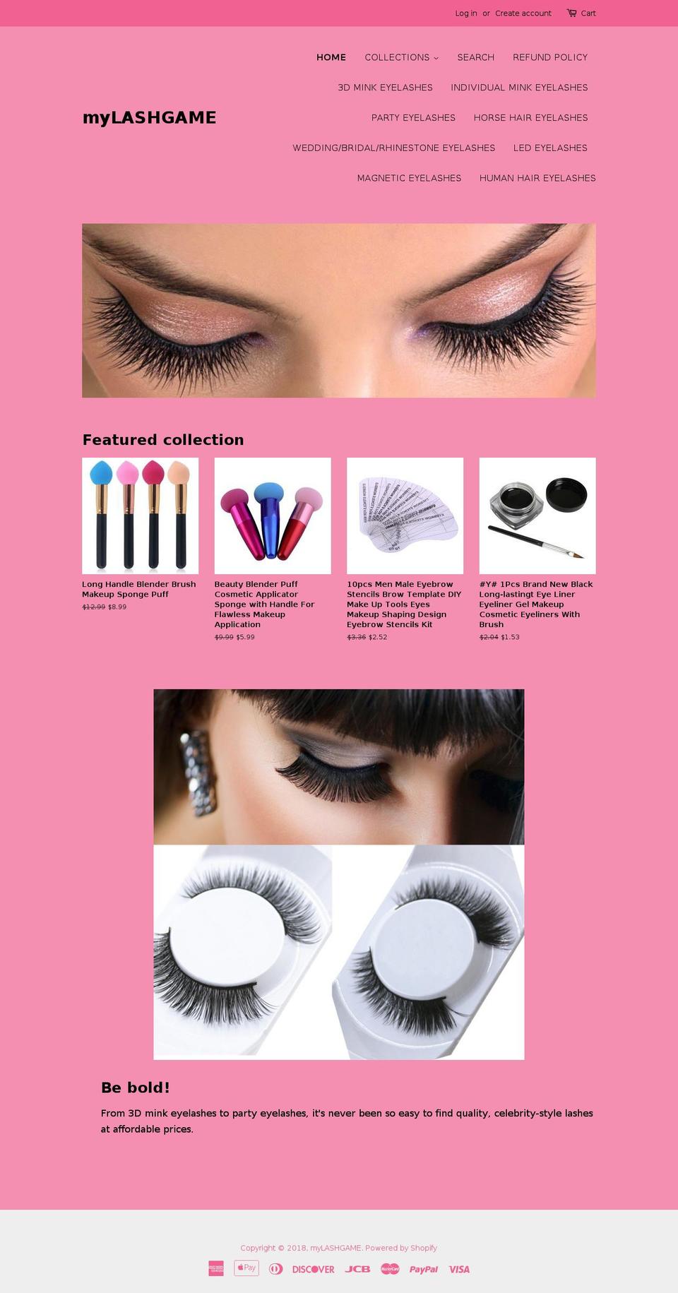 mylashgame.com — Shopify storefront screenshot