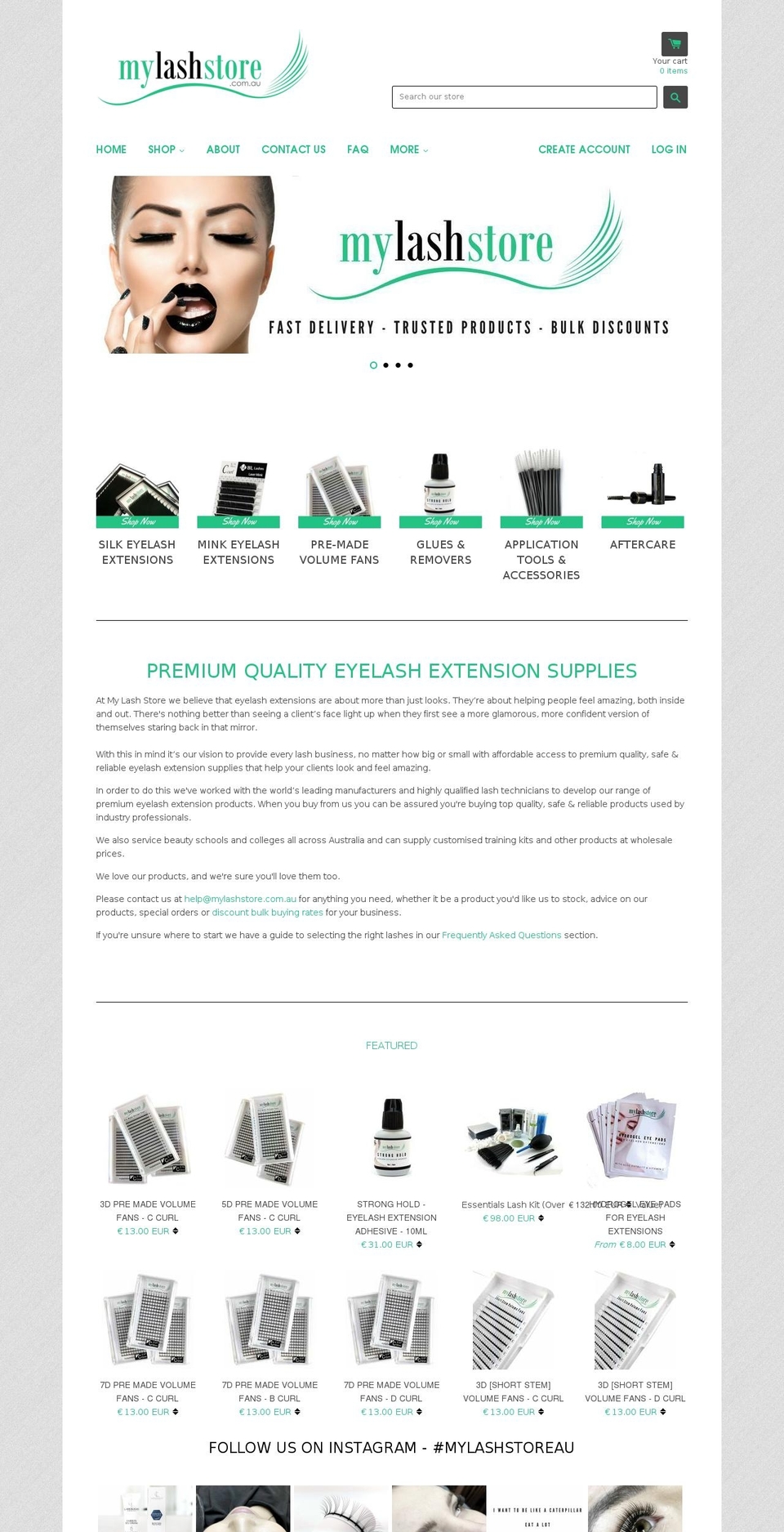 mylashstore.com.au shopify website screenshot