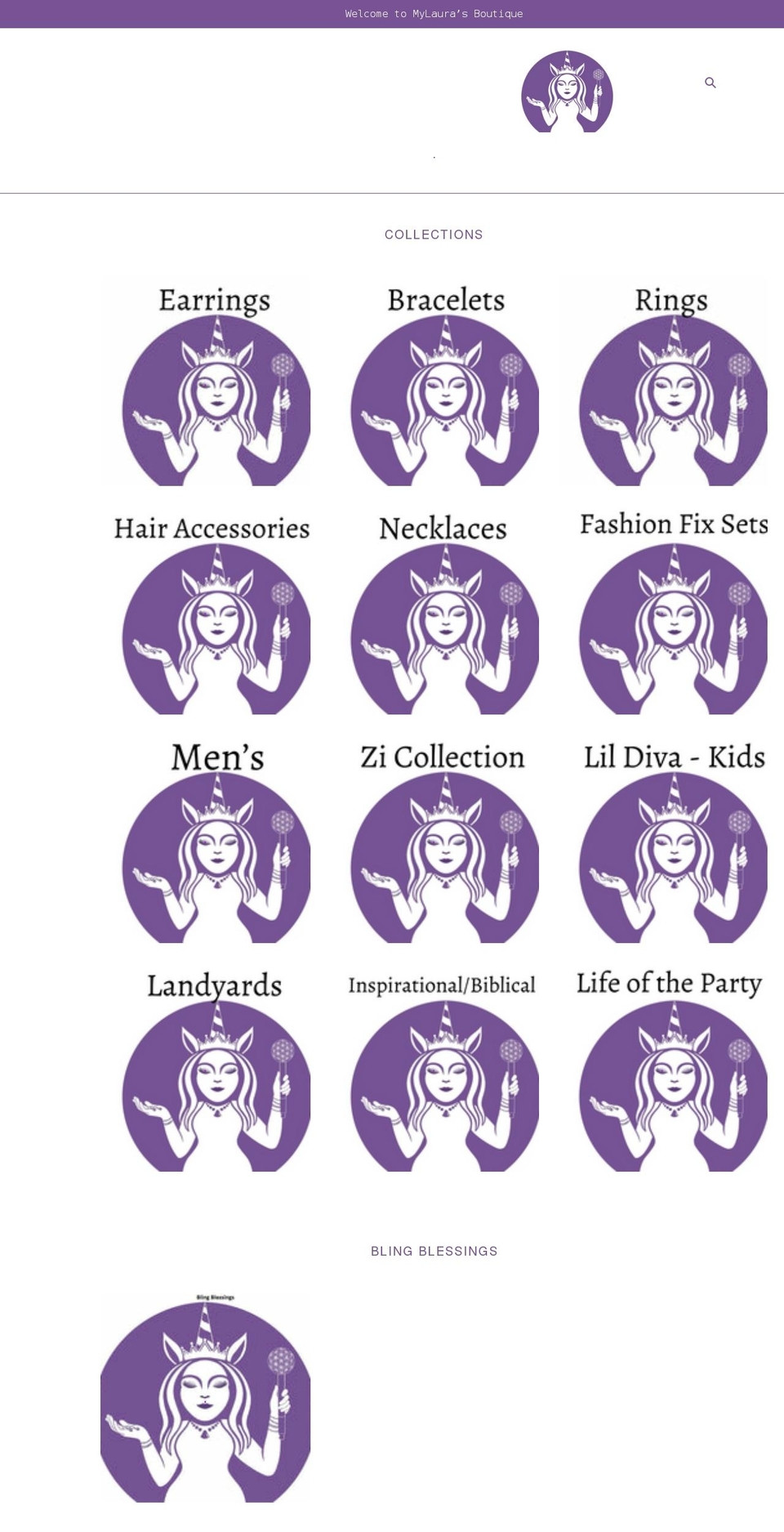 mylaurasbling.com shopify website screenshot