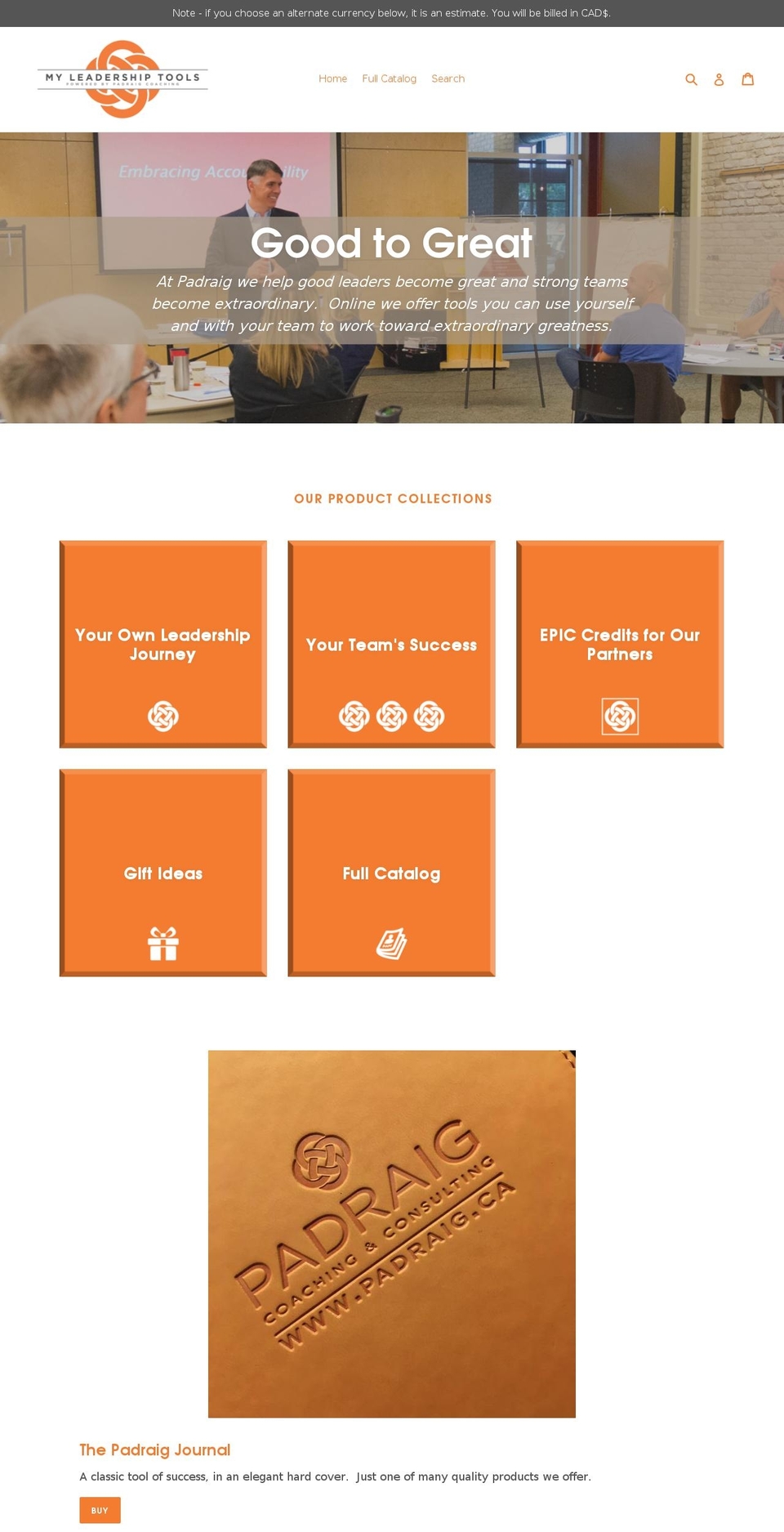 myleadershiptools.com — Shopify storefront screenshot