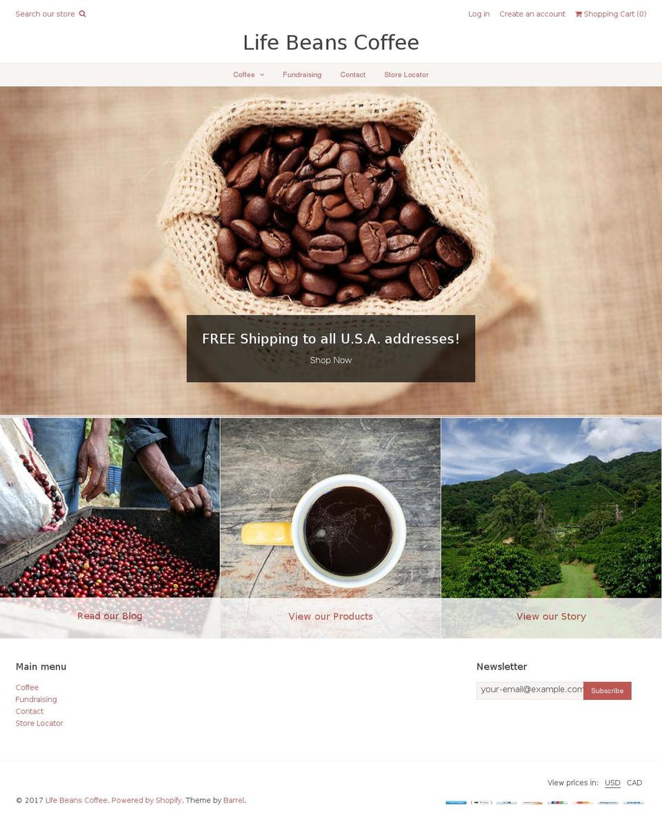 Weekend Shopify theme site example mylifebeans.com