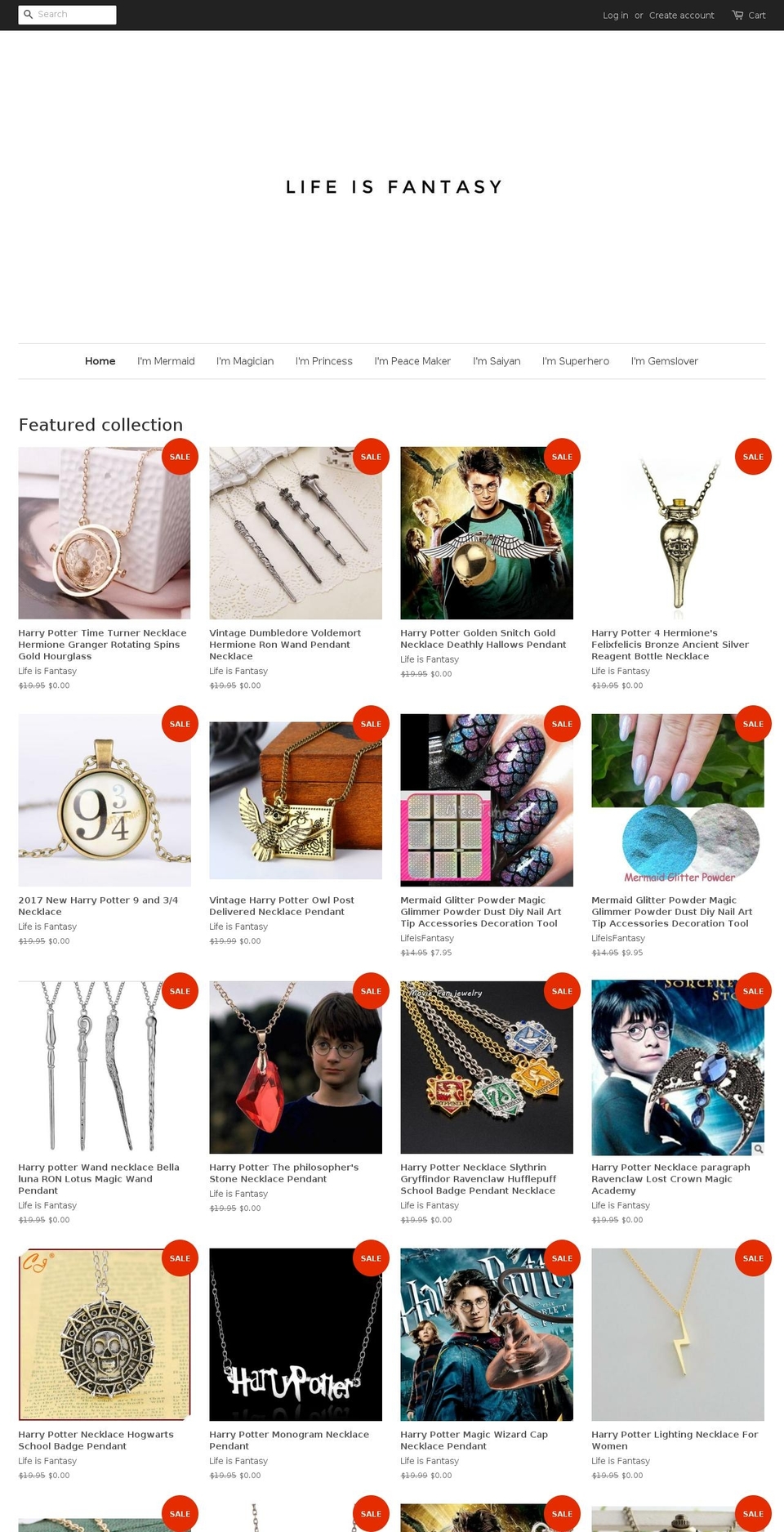 mylifeisfantasy.com — Shopify storefront screenshot