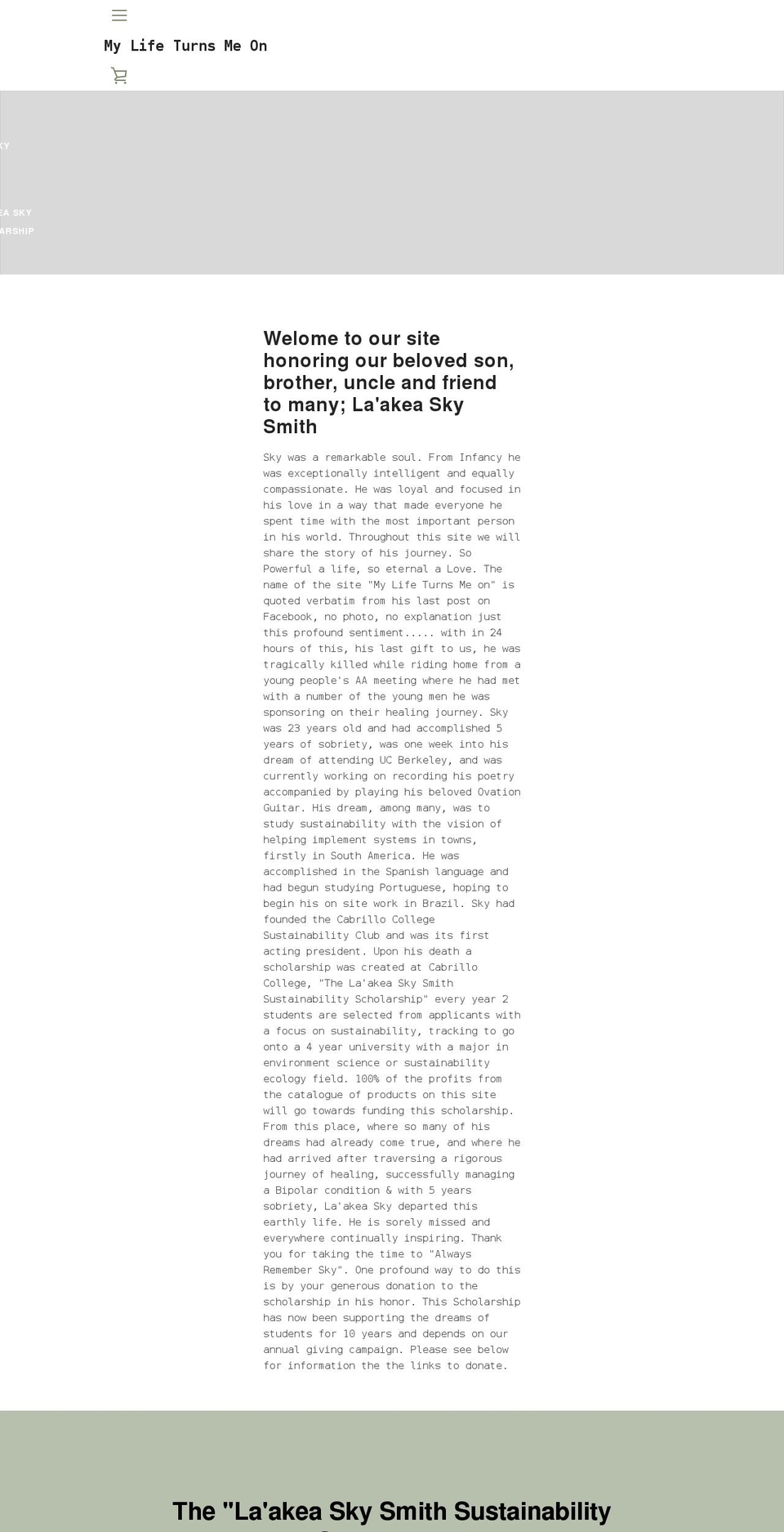 mylifeturnsmeon.org shopify website screenshot