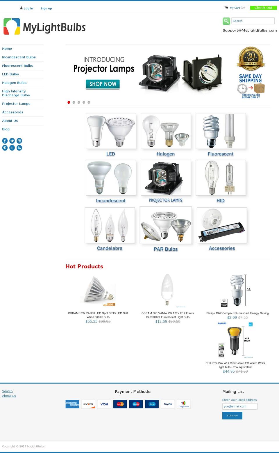 mylightbulb.com shopify website screenshot
