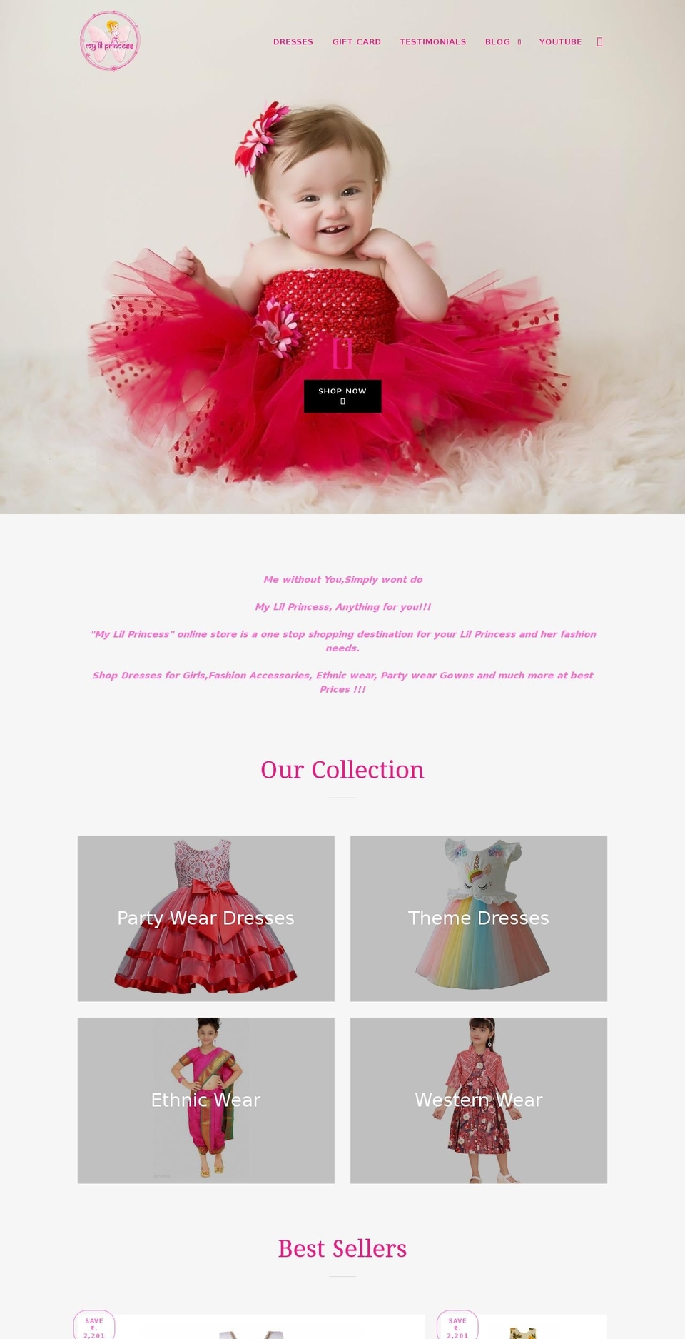 mylilprincess.in shopify website screenshot