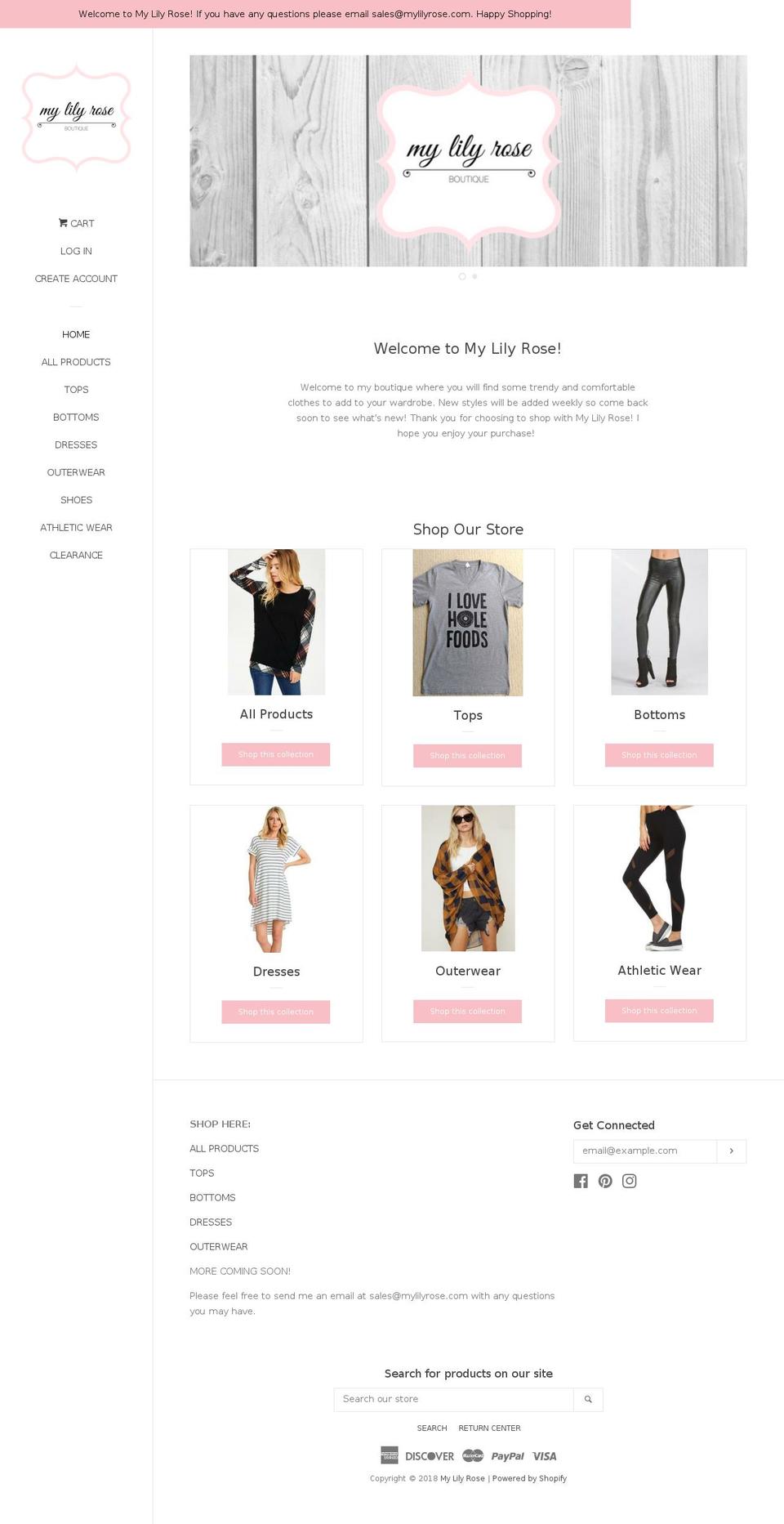 mylilyrose.com — Shopify storefront screenshot